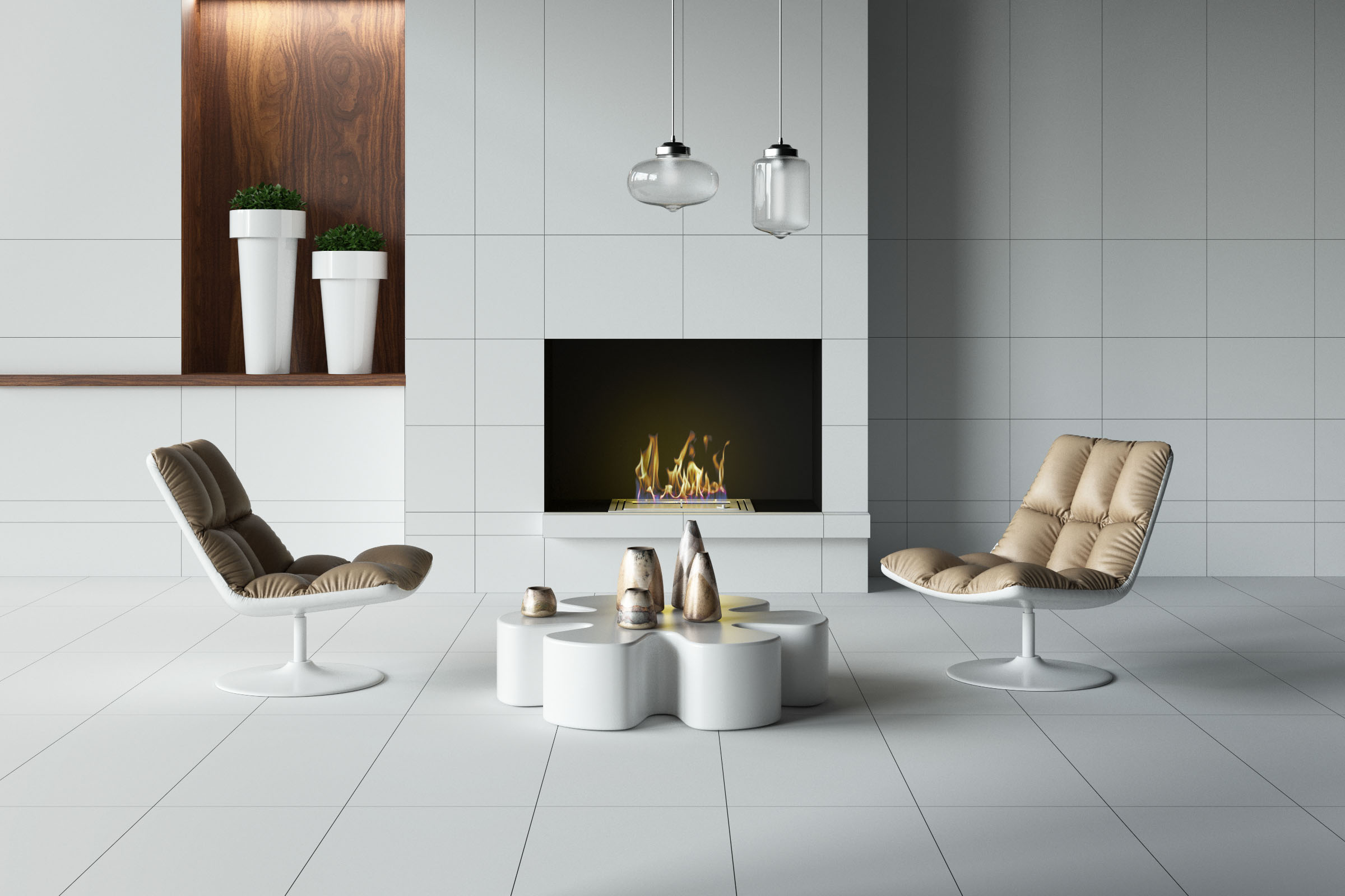 Choose the perfect colors of large format porcelain stoneware tiles by Epic Surface for your living room