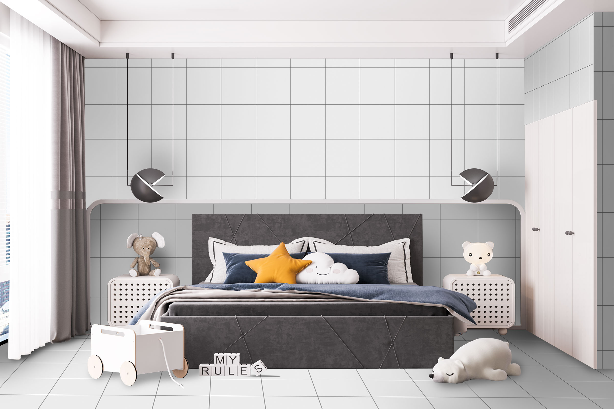 Create the perfect bedroom for your children with large-format porcelain stoneware tiles from the Epic Surface brand